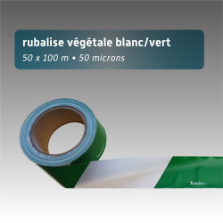 Rubalise végétale blanche et verte 50mm x 100m – Balisage éco-responsable 90% canne à sucre